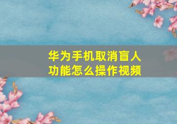 华为手机取消盲人功能怎么操作视频