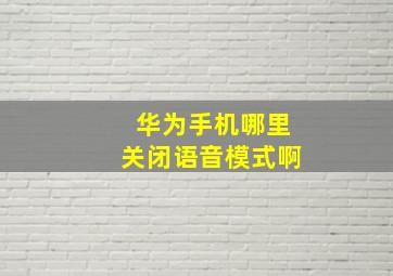 华为手机哪里关闭语音模式啊