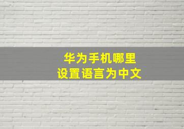 华为手机哪里设置语言为中文