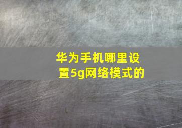 华为手机哪里设置5g网络模式的