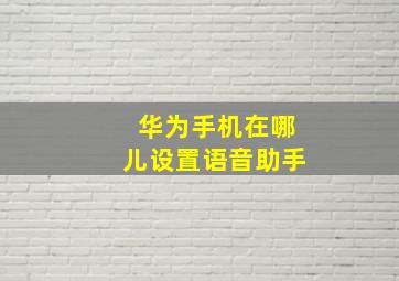 华为手机在哪儿设置语音助手