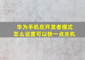 华为手机在开发者模式怎么设置可以快一点关机