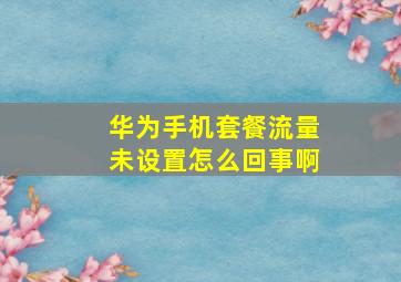 华为手机套餐流量未设置怎么回事啊