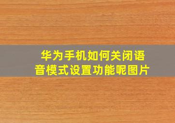 华为手机如何关闭语音模式设置功能呢图片