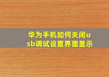 华为手机如何关闭usb调试设置界面显示