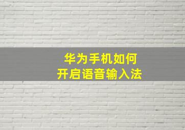 华为手机如何开启语音输入法