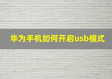 华为手机如何开启usb模式