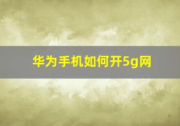 华为手机如何开5g网