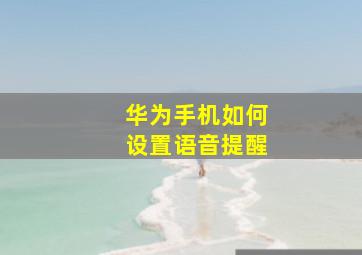 华为手机如何设置语音提醒