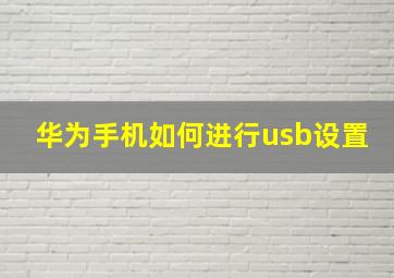 华为手机如何进行usb设置