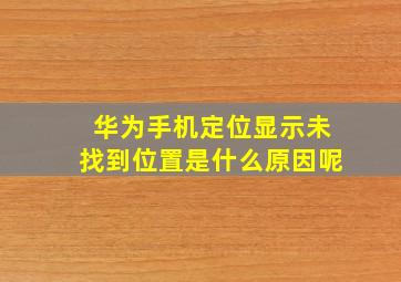 华为手机定位显示未找到位置是什么原因呢