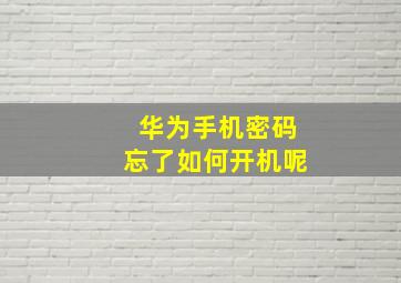 华为手机密码忘了如何开机呢