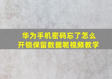 华为手机密码忘了怎么开锁保留数据呢视频教学