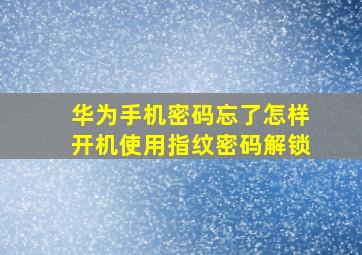 华为手机密码忘了怎样开机使用指纹密码解锁