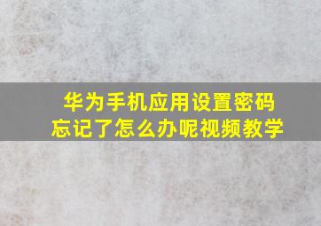 华为手机应用设置密码忘记了怎么办呢视频教学