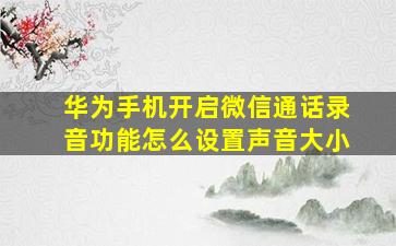 华为手机开启微信通话录音功能怎么设置声音大小