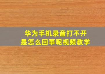 华为手机录音打不开是怎么回事呢视频教学