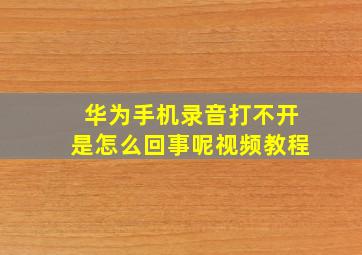 华为手机录音打不开是怎么回事呢视频教程