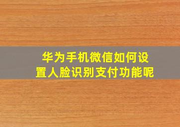 华为手机微信如何设置人脸识别支付功能呢