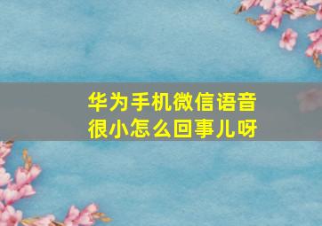 华为手机微信语音很小怎么回事儿呀