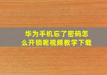 华为手机忘了密码怎么开锁呢视频教学下载