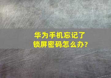 华为手机忘记了锁屏密码怎么办?