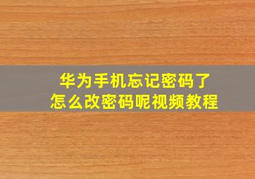 华为手机忘记密码了怎么改密码呢视频教程