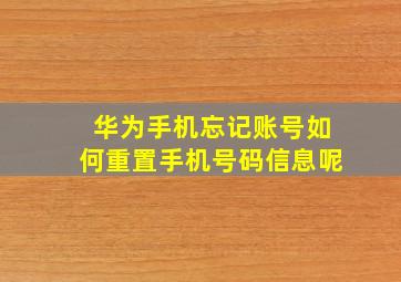 华为手机忘记账号如何重置手机号码信息呢