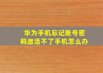 华为手机忘记账号密码激活不了手机怎么办