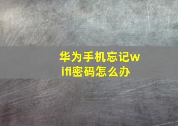 华为手机忘记wifi密码怎么办