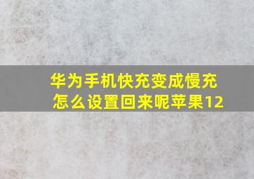 华为手机快充变成慢充怎么设置回来呢苹果12