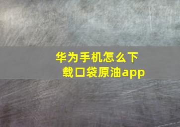 华为手机怎么下载口袋原油app