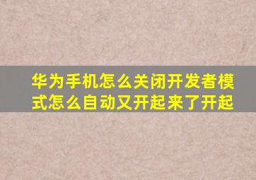 华为手机怎么关闭开发者模式怎么自动又开起来了开起