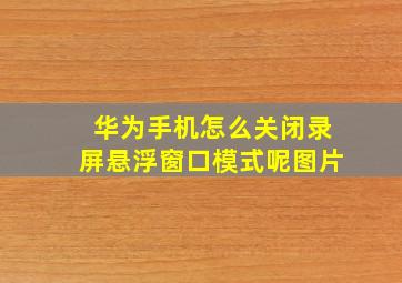 华为手机怎么关闭录屏悬浮窗口模式呢图片