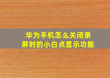 华为手机怎么关闭录屏时的小白点显示功能