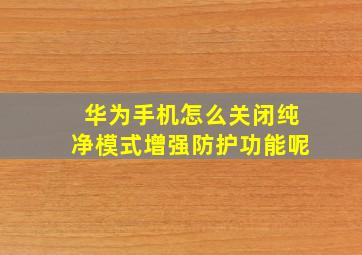 华为手机怎么关闭纯净模式增强防护功能呢