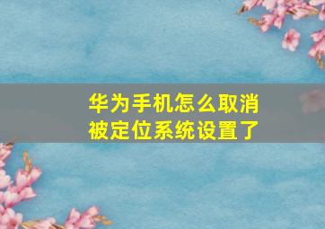 华为手机怎么取消被定位系统设置了