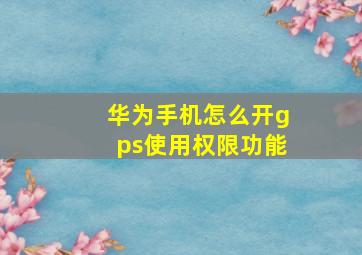 华为手机怎么开gps使用权限功能