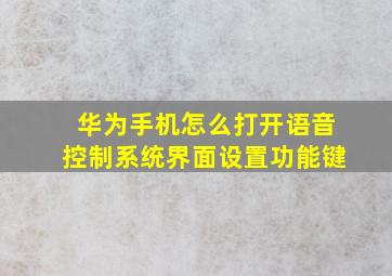 华为手机怎么打开语音控制系统界面设置功能键