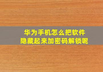 华为手机怎么把软件隐藏起来加密码解锁呢