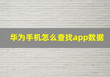 华为手机怎么查找app数据