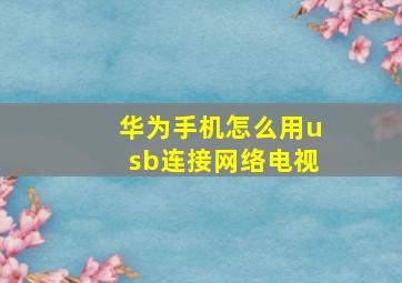 华为手机怎么用usb连接网络电视