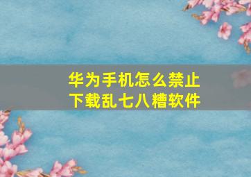 华为手机怎么禁止下载乱七八糟软件