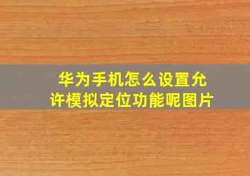 华为手机怎么设置允许模拟定位功能呢图片