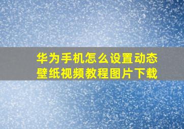 华为手机怎么设置动态壁纸视频教程图片下载