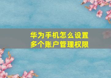 华为手机怎么设置多个账户管理权限