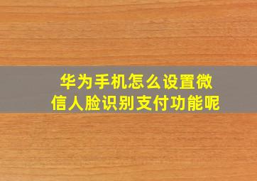 华为手机怎么设置微信人脸识别支付功能呢