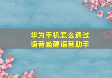 华为手机怎么通过语音唤醒语音助手