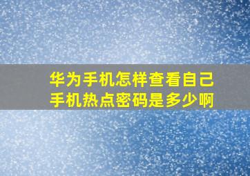 华为手机怎样查看自己手机热点密码是多少啊