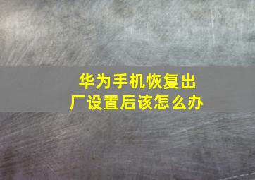 华为手机恢复出厂设置后该怎么办